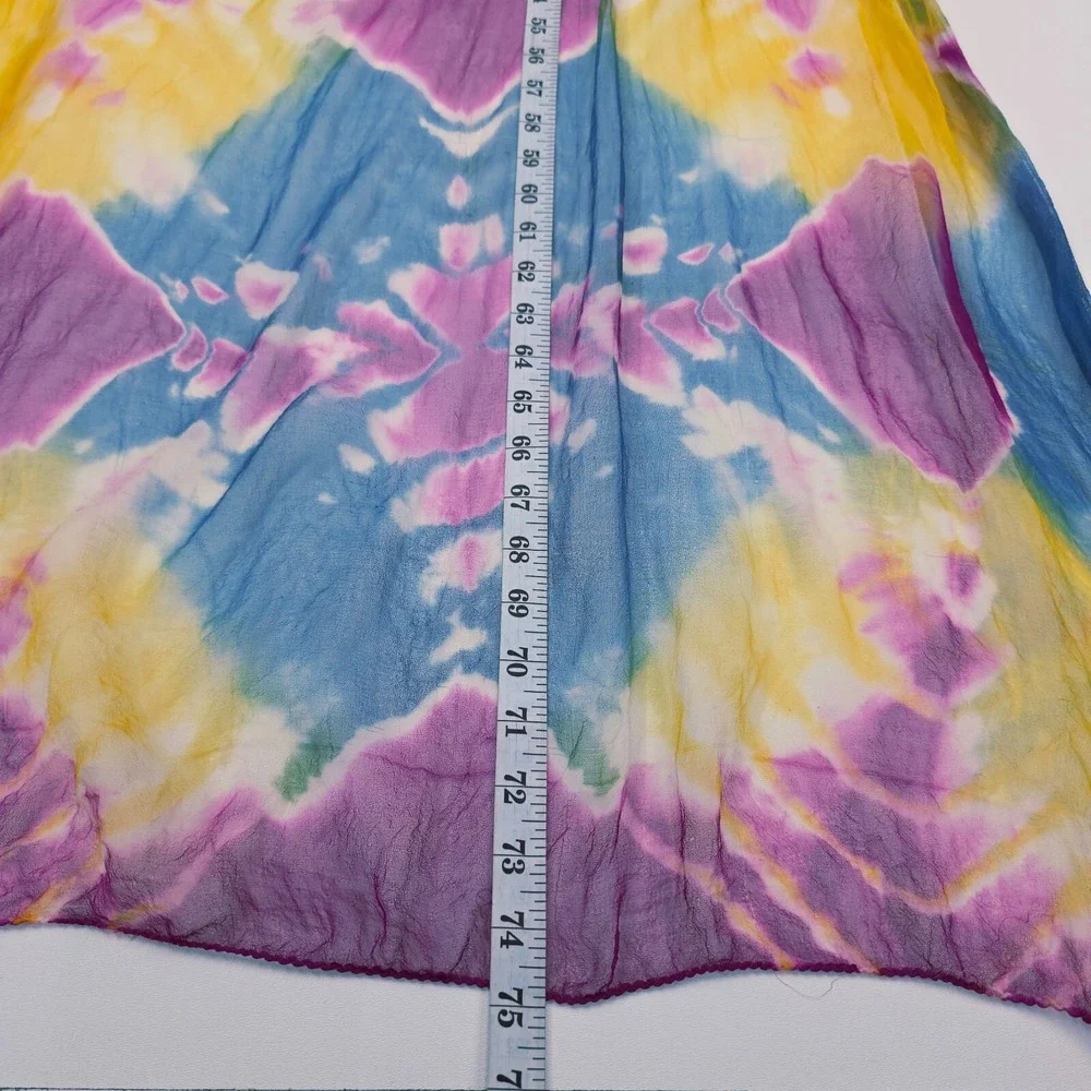 Womens Colorful Tie Dye Scarf Wrap Multicolor Rectangle Bohemian Festival Bright